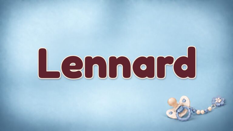 Vorname Lennard auf blauem Hintergrund mit Schnullerkette