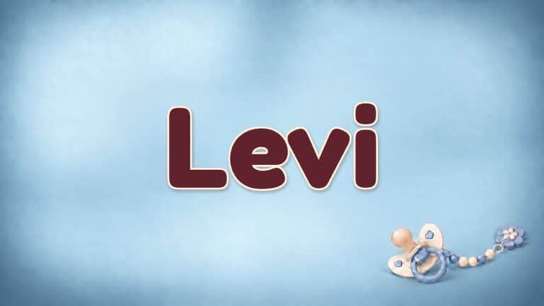 Vorname Levi auf blauem Hintergrund mit Schnullerkette