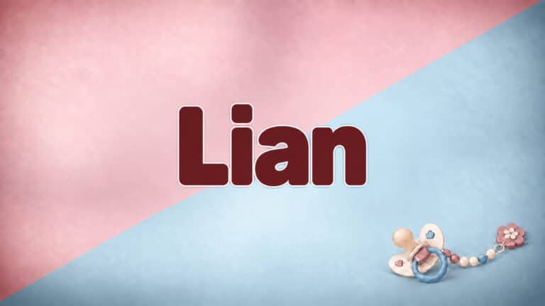 Lian auf dem originalen Babynamen-Hintergrund mit Schnuller