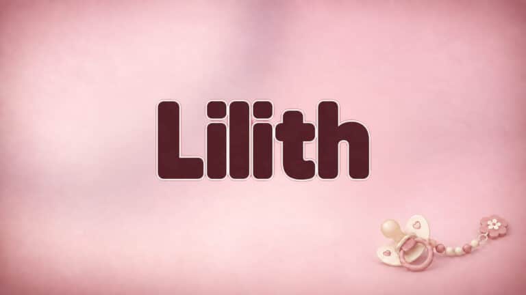 Lilith auf dem originalen Babynamen-Hintergrund mit Schnuller