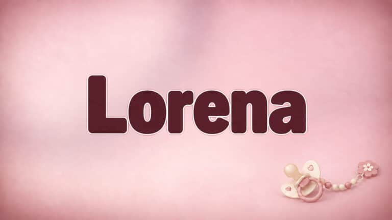 Lorena auf dem originalen Babynamen-Hintergrund mit Schnuller