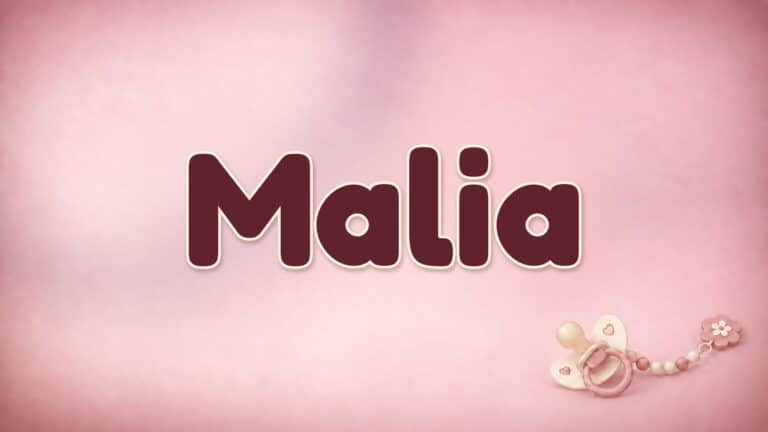 Vorname Malia auf dem altrosa Hintergrund der Babynamen-Serie