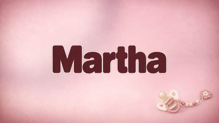 Martha auf dem originalen Babynamen-Hintergrund mit Schnuller