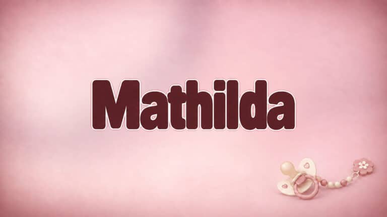 Mathilda auf dem originalen Babynamen-Hintergrund mit Schnuller