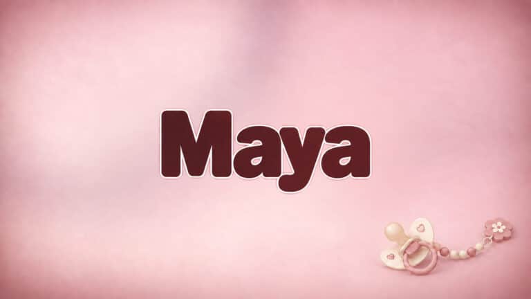 Maya auf dem originalen Babynamen-Hintergrund mit Schnuller