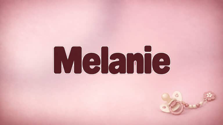 Melanie auf dem originalen Babynamen-Hintergrund mit Schnuller