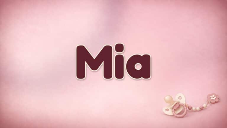 Vorname Mia auf dem altrosa Hintergrund der Babynamen-Serie