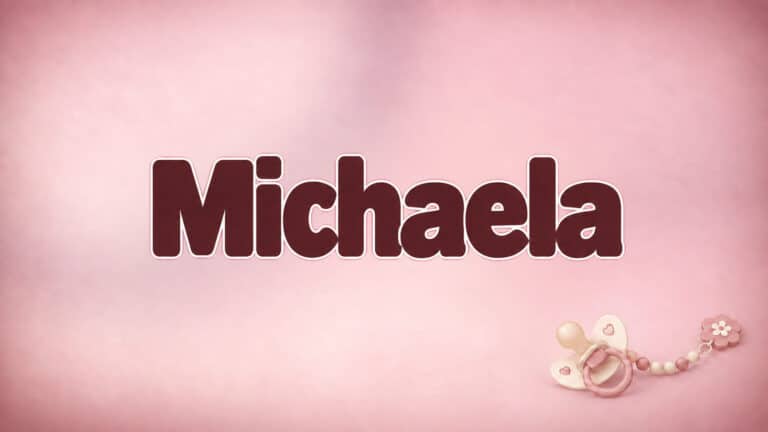 Michaela auf dem originalen Babynamen-Hintergrund mit Schnuller