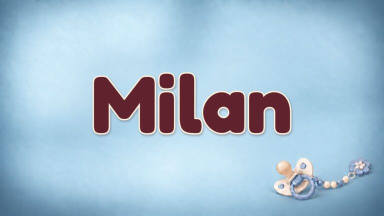Vorname Milan auf dem blauen Hintergrund der Babynamen-Serie