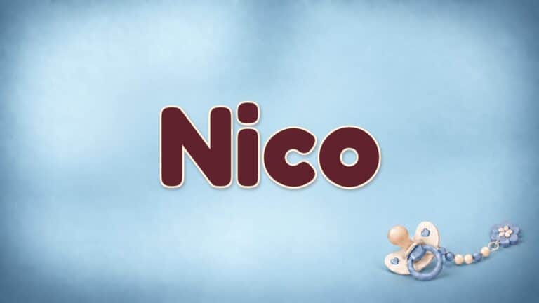Vorname Nico auf dem blauen Hintergrund der Babynamen-Serie