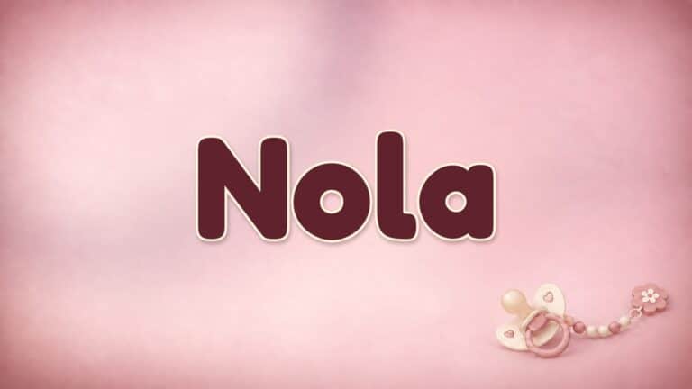 Vorname Nola auf dem altrosa Hintergrund der Babynamen-Serie