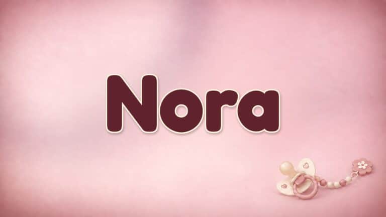 Vorname Nora auf dem altrosa Hintergrund der Babynamen-Serie