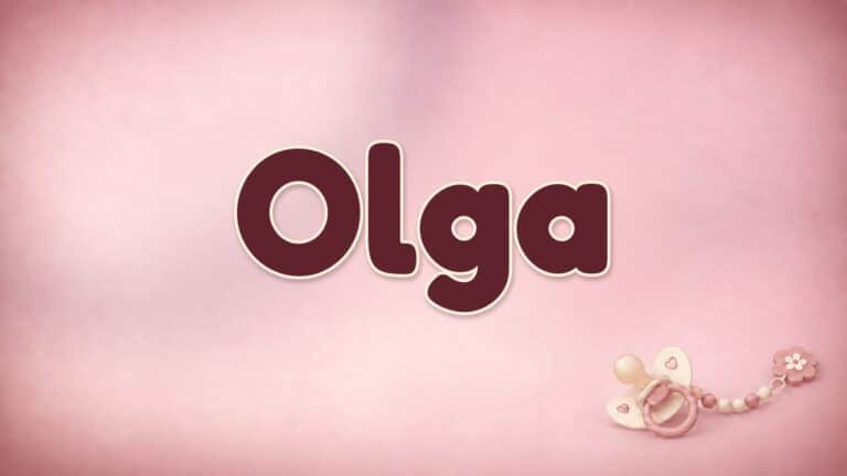 Vorname Olga auf dem rosafarbenen Hintergrund der Babynamen-Serie