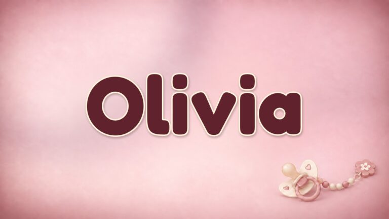 Vorname Olivia auf dem rosafarbenen Hintergrund der Babynamen-Serie