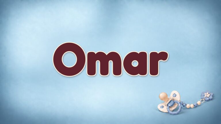 Vorname Omar auf dem blauen Hintergrund der Babynamen-Serie