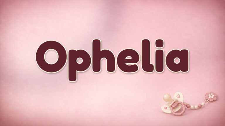 Vorname Ophelia auf dem rosafarbenen Hintergrund der Babynamen-Serie
