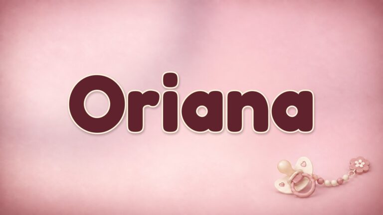 Vorname Oriana auf dem rosafarbenen Hintergrund der Babynamen-Serie