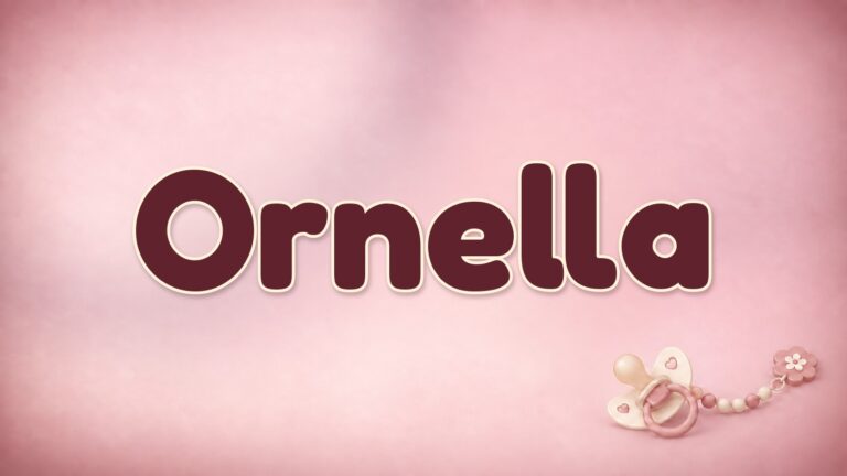 Vorname Ornella auf dem rosafarbenen Hintergrund der Babynamen-Serie