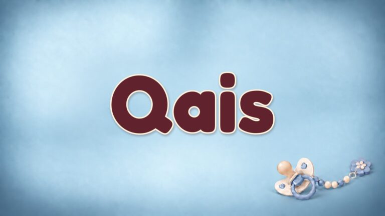 Der Vorname Qais auf dem blauen Hintergrund der Vornamen-Serie von 1-2-family