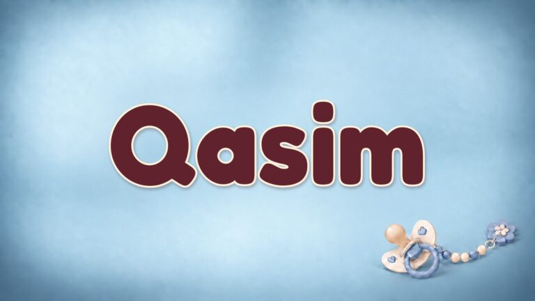 Der Vorname Qasim auf dem blauen Hintergrund der Vornamen-Serie von 1-2-family