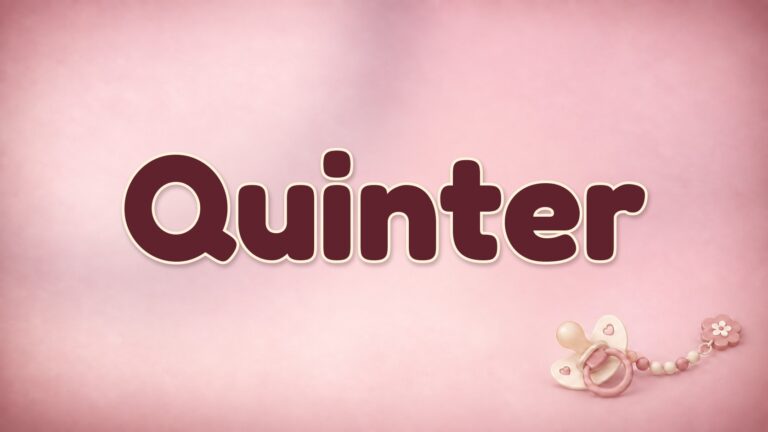 Der Vorname Quinter auf dem rosa Hintergrund der Vornamen-Serie von 1-2-family