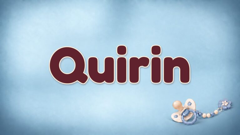 Der Vorname Quirin auf dem blauen Hintergrund der Vornamen-Serie von 1-2-family