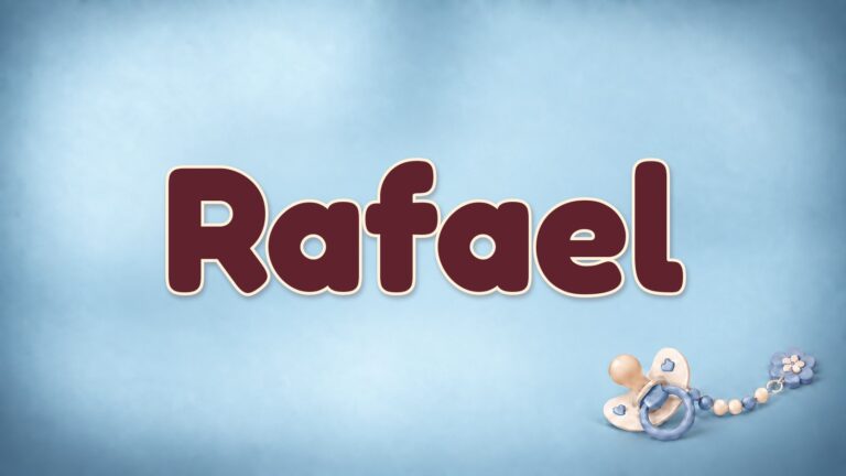Der Vorname Rafael auf dem blauen Hintergrund der Vornamen-Serie von 1-2-family