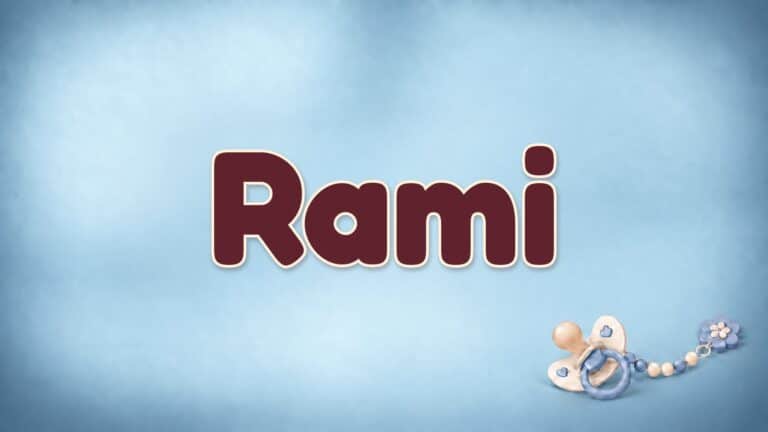 Der Vorname Rami auf dem blauen Hintergrund der Vornamen-Serie von 1-2-family