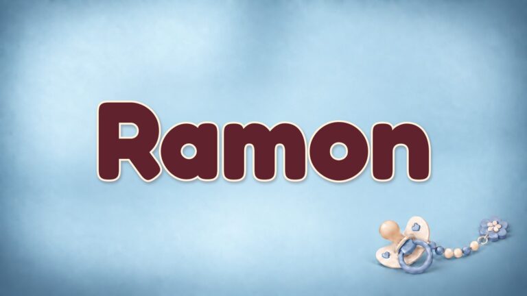 Der Vorname Ramon auf dem blauen Hintergrund der Vornamen-Serie von 1-2-family