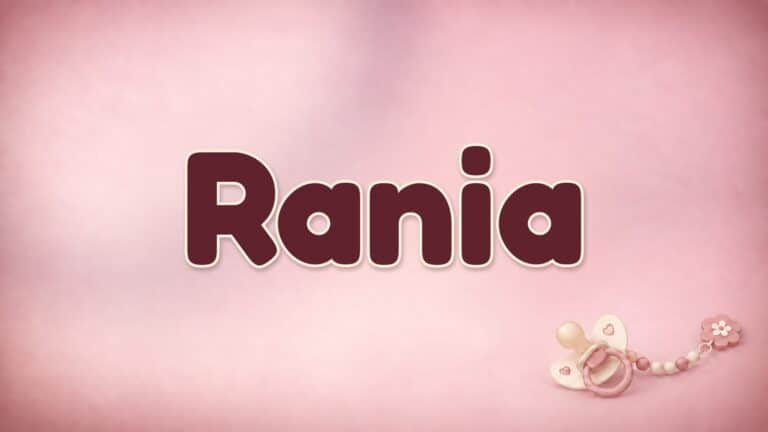 Der Vorname Rania auf dem rosa Hintergrund der Vornamen-Serie von 1-2-family
