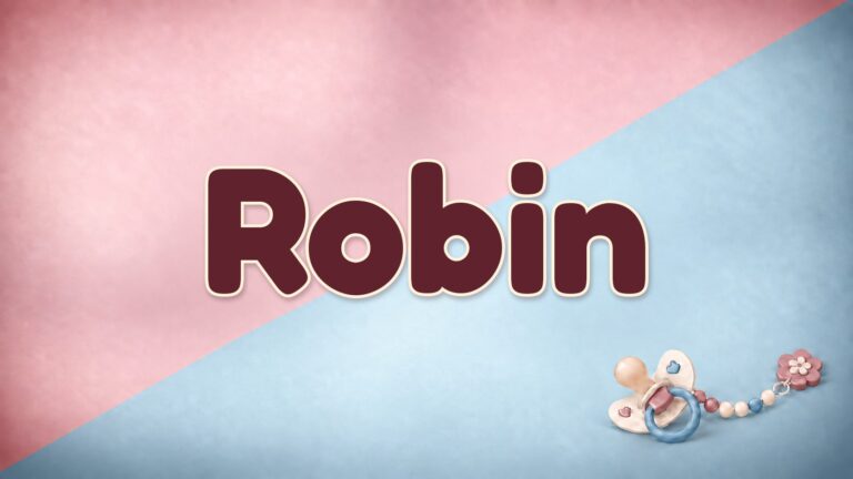 Der Vorname Robin auf dem rosa-blauen Hintergrund der Vornamen-Serie von 1-2-family