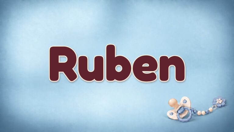 Der Vorname Ruben auf dem blauen Hintergrund der Vornamen-Serie von 1-2-family