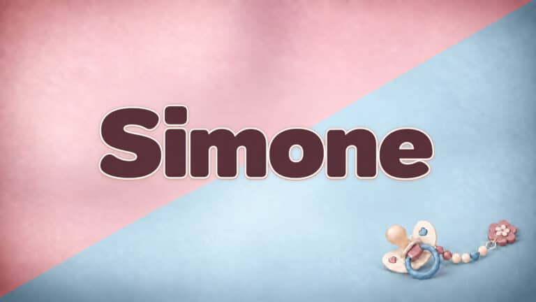 Der Vorname Simone auf dem festen zweifarbigen Hintergrund der 1-2-family-Namensreihe