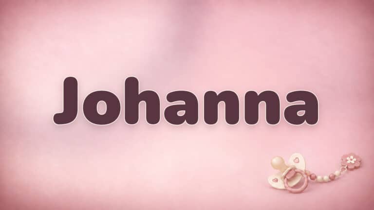Vorname Johanna in Bordeaux auf der rosa Babynamen-Vorlage mit Schnullerkette