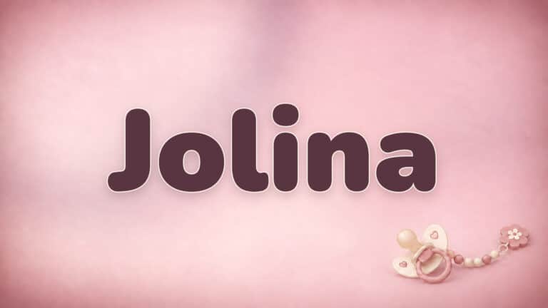 Vorname Jolina in Bordeaux auf der rosa Babynamen-Vorlage mit Schnullerkette