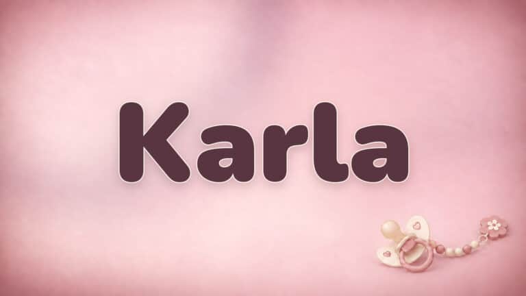 Vorname Karla in Bordeaux auf der rosa Babynamen-Vorlage mit Schnullerkette