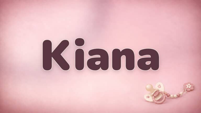 Vorname Kiana in Bordeaux auf der rosa Babynamen-Vorlage mit Schnullerkette