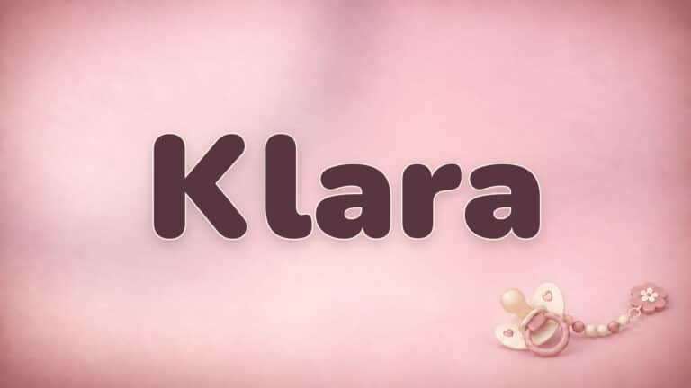Vorname Klara in Bordeaux auf der rosa Babynamen-Vorlage mit Schnullerkette